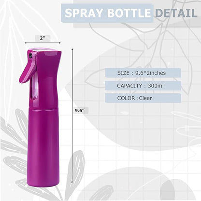 VIGOR PATH Continuous Spray Bottle for Hair – Fine Mist Mister for Hairstyling, Cleaning, Plants, Pets, Barbers, Salons, and Essential Oil Applications (300ml/10 oz) Light Purple
