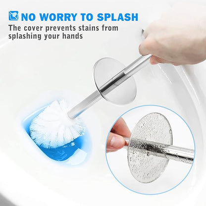 Toilet Brush and Holder, 2 Pack Toilet Brush with 304 Stainless Steel Long Handle, Toilet Bowl Brush for Bathroom Toilet-Ergonomic, Elegant,Durable (White)
