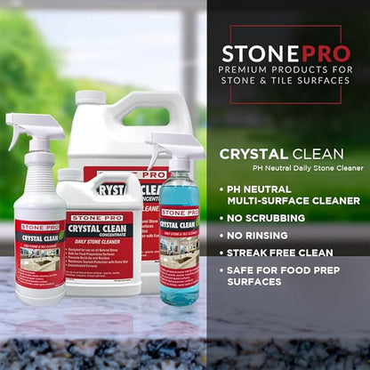 Stone Pro Crystal Clean - Surface Cleaner & Sealer, Ready to Use 32 oz.