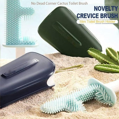 No Dead Corner Cactus Toilet Brush Silicone Toilet Brush and Holder Set Flexible Toilet Brushes for Bathroom Toilet Bowl Cleaner Brush with Base Long-Handled Toilet Brush for Deep Cleaning (White)