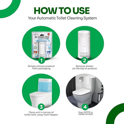 MGICAN Patented Automatic Toilet Bowl Cleaner System (ATCS) 1700+ Flushes - Non Toxic Toilet Bowl Cleaners for Hard Water Stains - UL-Certified Toilet Cleaner 1 Year Supply (2 Pack)