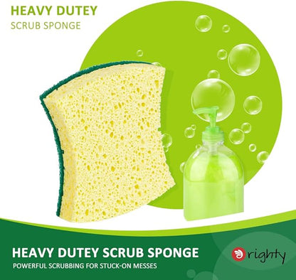 ORIGHTY Heavy Duty Cellulose Scrub Sponges Kitchen, Powerful Scrubbing & Cleaning, Suitable for Washing Dishes and Kitchen Cleaning, Absorbent & Rich Foam, 12 Count