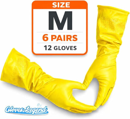Yellow Household Kitchen Cleaning Dishwashing Reusable Gloves - Medium & Small