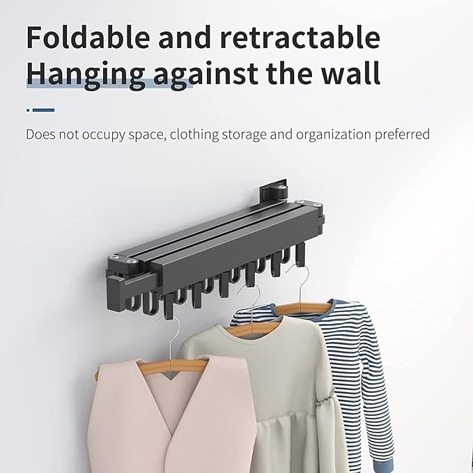 HYGRAD BUILT TO SURVIVE Clothes Drying Rack Wall Mounted Clothes Drying Airer Rack, Retractable Fold Away Laundry Drying Rack Outdoor & Indoor Neat Formal Drying Rack (Three Rod - 114cm Long)