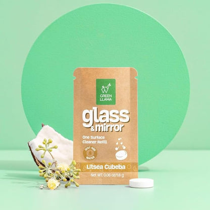 Green Llama Window and Glass Refill 3-Pack - Certified Compostable Packaging, Natural Cleaning Solution for Windows and Glass - Eco-Friendly and Sustainable
