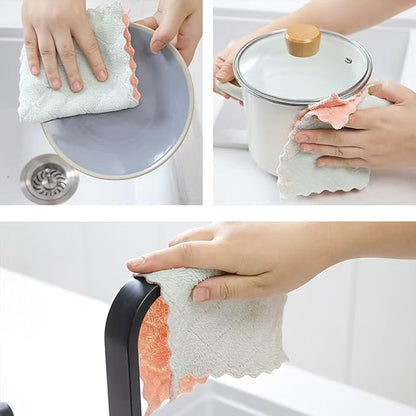 32 Pack Kitchen Dish Cloths Dish Towels, Super Soft and Absorbent Coral Fleece Cloth, Coral Velvet Microfiber Cleaning Cloth, Nonstick Oil Washable Fast Drying Dish Rags for Clean Table, Dish, Glass.