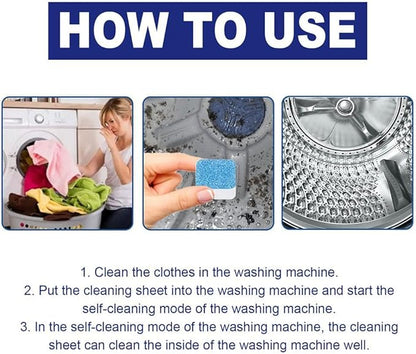 Washing Machine Cleaner Descaler - 12 Pack Deep Cleaning Tablets for Front Loader & Top Load Washer, Clean Inside Drum and Laundry Tub Seal, Bulk 6 Months Supply ﻿