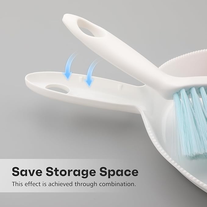 NACENA Handheld Dustpan and Broom Set – Mini Compact Brush Combo for Desktop, Sofa, Car & Kitchen Crumbs Small Cleaning Tool with Stiff Bristles, Blue