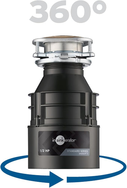 InSinkErator Badger 5 Garbage Disposal, Standard Series 1/2 HP Continuous Feed Food Waste Disposer, Black, Set of 1