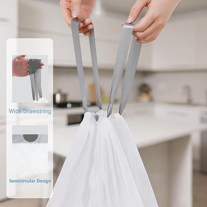 10.6 Gallon Drawstring Trash bags for Dual Compartment Can (2 x 10.6 Gallon) 100 Count 1.2 Mil Thickness Garbage Liner Pre-Separated Heavy Duty 35–40 Liter Compatible with Code M