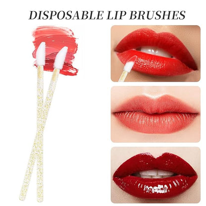 300 PCS Eyelash Extension Supplies Kit Disposable Micro Swab Brush Eyebrow Spoolies Lip Stick Brush Mascara Wand Applicator Makeup Brush Tool(all gold kits)
