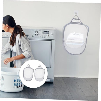 Cabilock 2pcs Wall-mounted Folding Laundry Basket Organizer Collapsible Dirty Clothes Storage Baskets for Home Dorm and Travel Breathable Design for Easy Use