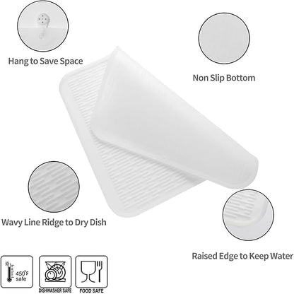 MicoYang Silicone Dish Drying Mat for Multiple Usage,Easy clean,Eco-friendly,Heat-resistant Silicone Mat for Kitchen Counter or Sink,Refrigerator or Drawer Liner Translucent 2XL 24 inches x 18 inches
