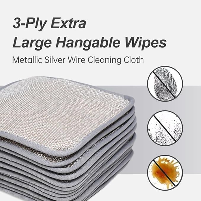 2025 New Multipurpose Wire Dishwashing Rags for Wet and Dry, Metal Scrubbing Pads Sponge Cloths Towels Clean, Non-Scratch Wire Dishcloth for Home Kitchen Dishes, Sinks (5 Pcs)