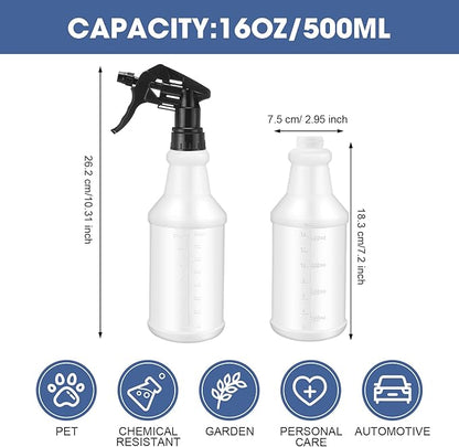 10 Pack Spray Bottles 16 oz Empty Water Spray Bottles for Cleaning Heavy Duty Refillable Squirt ‌container with Measurements Adjustable Nozzle for Household(Colorful)