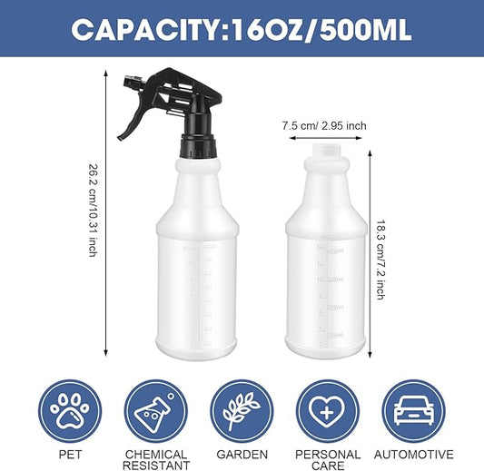 10 Pack Spray Bottles 16 oz Empty Water Spray Bottles for Cleaning Heavy Duty Refillable Squirt ‌container with Measurements Adjustable Nozzle for Household(Colorful)