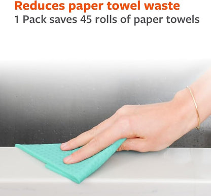 Full Circle Squeeze Swedish Dish Cloths – 6 Pack Reusable Cellulose Sponge Cloths, Super Absorbent Microfiber Cleaning Towels, Paper Towel Alternative, Color-Coded, Eco-Friendly, & Dishwasher Safe
