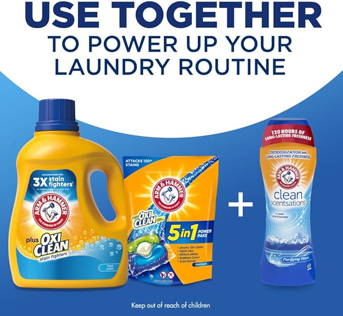 ARM & HAMMER Plus OxiClean Fresh Scent, 77 Loads Liquid Laundry Detergent, 100.5 Fl oz