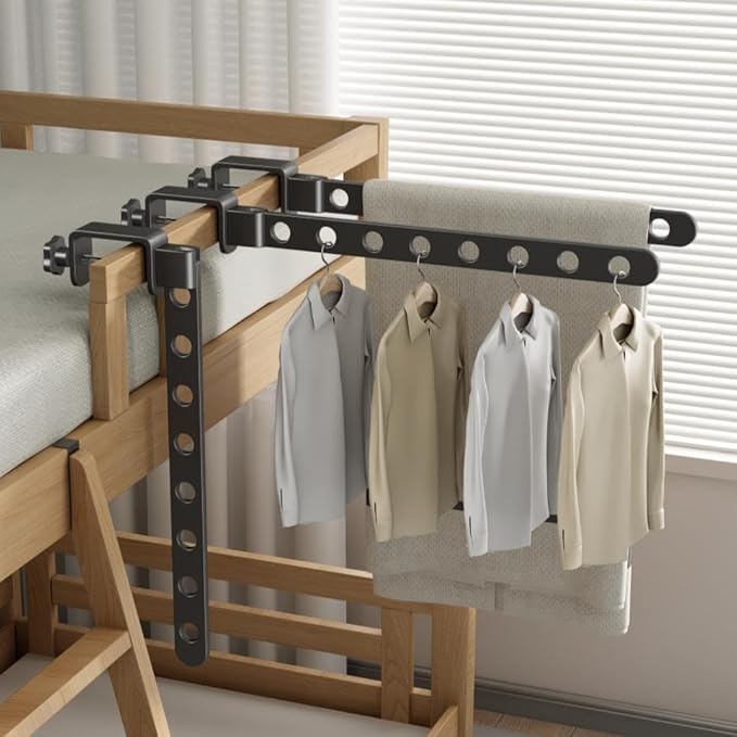 Foldable Drying Rack for Dorm, Laundry Drying Rack Collapsible with Clamp Design, Small Indoor Clothing Rack, No Drill, Space Saving, Suitable for RV, Balcony Railing, Door, Wardrobe, Bed Edges