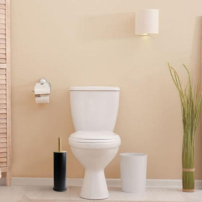 Blue Donuts Toilet Brush Holder with Bamboo Top - Black