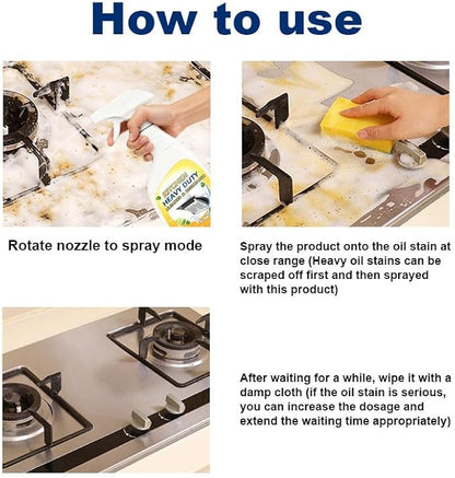 Clean Up Kitchen Oil Stains Spray, Heavy Duty Kitchen Cleaner for Tough Grease - Foaming Degreaser Spray for Stovetops, Ovens & Appliances, No-Scratch Formula, Multi-Surface Use (16.9 Fl Oz)