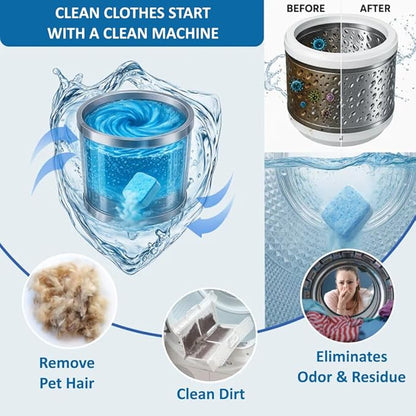 Lavender Washer Cleaner Tablets 24 Count – Septic Safe Washing Machine Cleaner & Odor Eliminator – Deep Cleaning Descaler for HE Front & Top Load Washers – Laundry Tub & Drum Cleaner