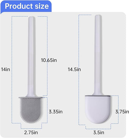 RV Silicone Toilet Brush with Holder, Toilet Bowl Brush for RV Travel Trailers/Campers, Anti-Drip Anti-Roll Compact Toilet Cleaner for Small Bathroom,Made by RVers for RVers