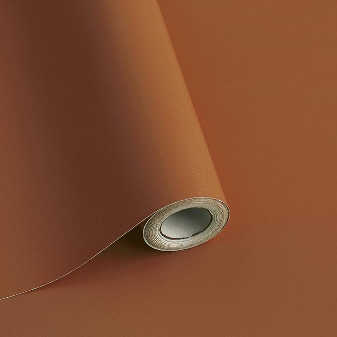 Safiyya Peel and Stick Wallpaper Dark Orange Contact Paper 393"x17.7" Solid Color Self Adhesive Removable Wallpaper for Barthroom Vinyl Rolls