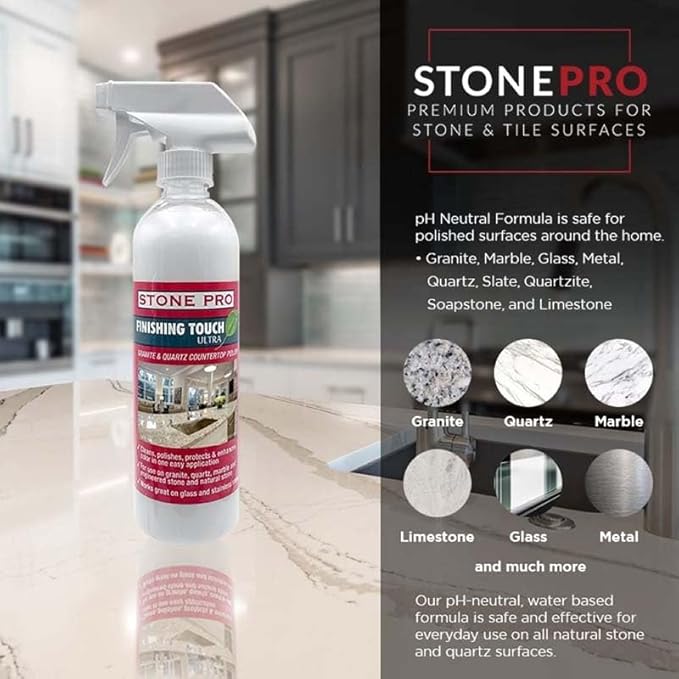 Stone Pro, Stone Spray Polish & Cleaner, Finishing Touch For Countertops Only