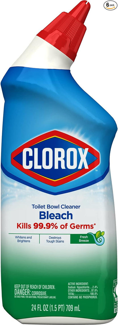 Clorox Toilet Bowl Liquid Disinfecting Cleaner with Clinging Bleach Gel, Remove Mildew and Mold, Fresh Scent, 24 Ounces