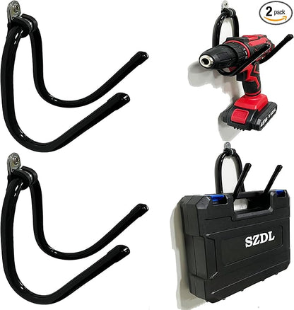 Pmsanzay Power Tool Organizer, 2 Pack Heavy Duty Drill Holder Wall Mount Hangers, Storage Rack Utility Storage Shelves for Power Tools Garage Organization for Men Dad Gift