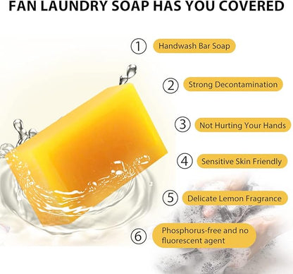 BEE & FLOWER Fan Laundry Soap Bar Laundry Stain Remover Laundry Bar Soap for Clothes Underwear Washing (5.3 Oz x 5)