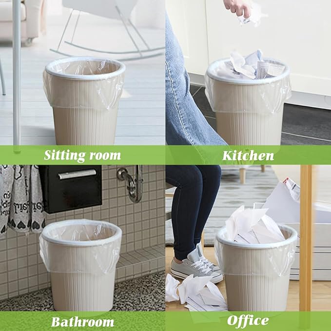 2 Gallon 100 Counts Strong Trash Bags Garbage Bags by Teivio,Small Waste Basket Liners,Bathroom Trash Can Bin Liners, Plastic Bags for home office kitchen Car, Clear