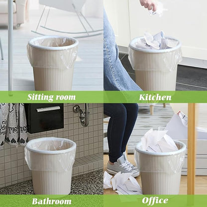 Teivio 6 Gallon 180 Counts Strong Garbage Bags Trash Bags, Bathroom Trash Can Bin Liners, Plastic Bags for home office kitchen, Clear