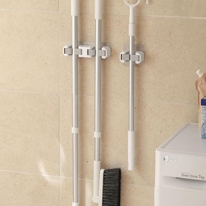 Broom Holder Wall Mount Mop and Command Broom Hanger Organizer Wall Mount Self Adhesive (Single Clip)