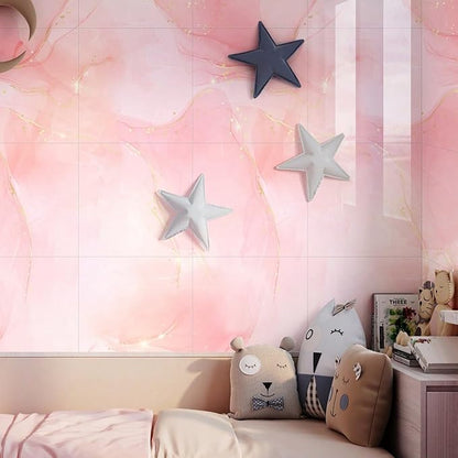 Chejiaye 10pcs Marble Peel and Stick Backsplash Waterproof Washroom Wall Panels, Peel and Stick Tile, PVC Foam Wall Panels for Kitchen,Bathroom,Living Room,Pink Wallpaper(Not Real Tile,11.8" x 11.8")