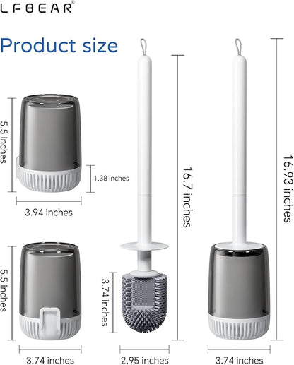 Toilet Brush and Holder Set for Bathroom, Deep Cleaning & No-Scratch Toilet Bowl Scrubber, Hygienic & Flexible Rubber Brush Head-for Modern Bathroom & RV