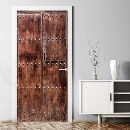 3D Door Stickers Murals Peel and Stick Wallpaper -Retro Wooden Door- PVC Self-Adhesive Door Decals Removable Waterproof Poster for Bedroom Living Room Home Door Wall Decoration 37.4x82.7 inch