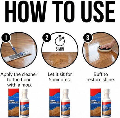 Floor Revitalizer Easy For Wood Floors Hardwood Floor Restorer Floor RevitalizerEez Cleaner High Solid Polish for Shine Renewal Scratch Repair Protective Finish Quick Dry (3pcs)