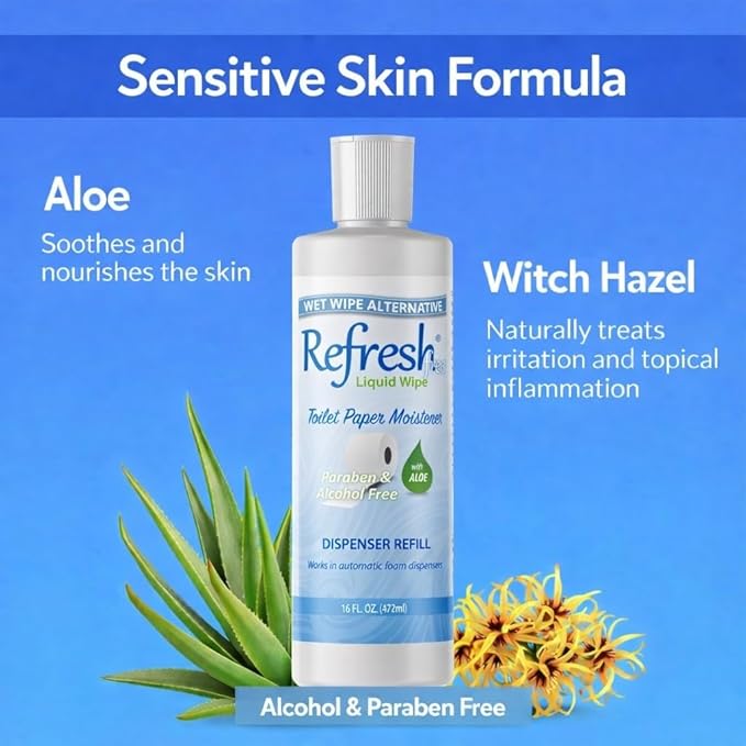 Refresh Liquid Wipe Free: Toilet Paper Foam (Sensitive Skin Refill, Refill 8 Fl Oz (1 Pack))