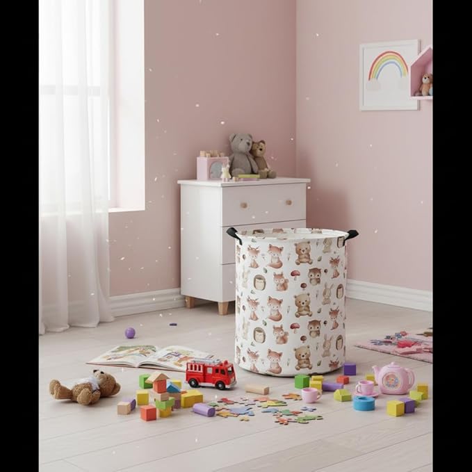 Baby Laundry Hamper kids laundry Basket Waterproof Laundry Bag for Bedroom Toy Clothes Organizer Room Décor(Mushroom Animal)