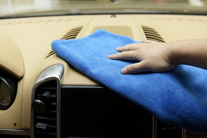 CARCAREZ Premium Microfiber Detailing Towels, 340 GSM Lint Free Car Buffing Waxing Polishing Drying Towels (12, Multicolor, 16x16 Inch)