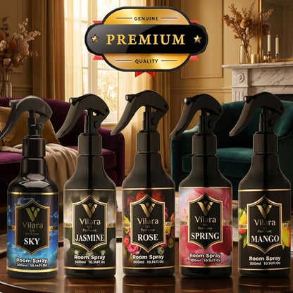 Room Spray Air Freshener –Odor Eliminator Spray for Home, Bathroom & Office – Long Lasting Floral Mist Deodorizer, Non-Toxic Natural Air Spray for Bedding 300ml (Sky-Rose-Jasmine-Mango-spring)