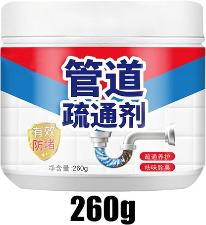 Drain Cleaner Powder - 260g Hair Clog Removal, Heavy Duty Grease Leftover Pipe Solution, High Density Odor Reducer, Preventive Professional Clog Dissolver | for Balcony Kitchen Sink Bathroom Pipe