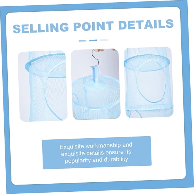 1pc Ventilated Drying Basket Space-saving Clothes Organizer Capacity and Four Compartments for Laundry and Toy Storage