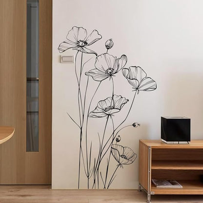 Black White Flower Wall Stickers Art Decal Decor for Bedroom Living Room Offices Home Decoration