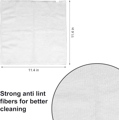 Microfiber Cleaning Cloth, 3 Pcs White11.8 inch x 11.8 inch, Cleaning Rags， Microfiber Cloth, Multi-Functional Cleaning Towels, for Car Detailing, Home, Kitchen (White, 11.4 x 11.4 inch)