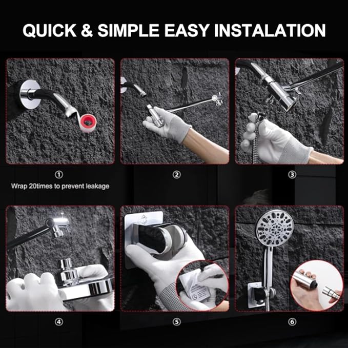 14'' Bathroom Filtered Shower Head with Handheld -Both High Pressure -Rain Shower Hea&9 Spray Mode Showerhead with Filters, 11'' Extension Arm Height Adjustable & 70" Anti-Kink Hose, Chrome