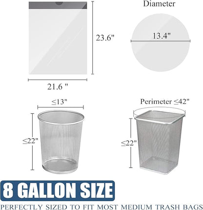 UhomeyUhao 8 Gallon Trash Bags - Medium Size, 42 Count, Unscented, Tear Resistant, Ideal for Bathroom, Kitchen, Office