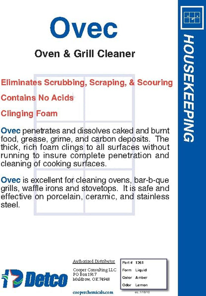 Detco-OVEC - Industrial Oven & Grill cleaner for Restaurant, and Commercial Kitchen Equipment. Removes burned on oils & grease (1)